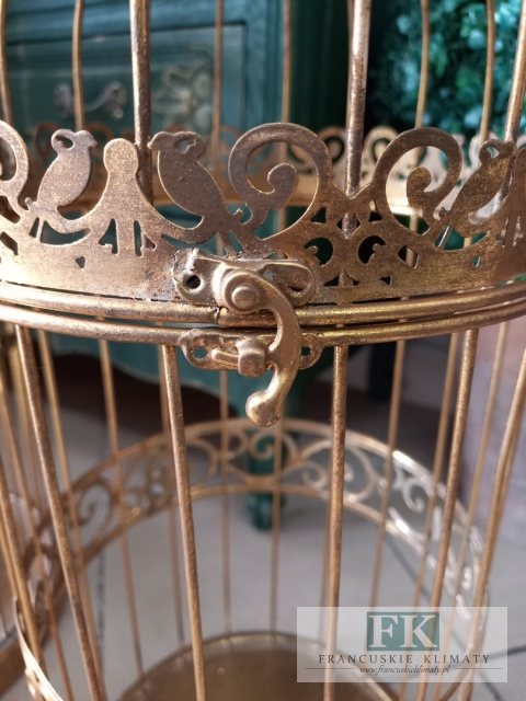 METALOWA KLATKA DEKORACYJNA 66 CM ZŁOTO