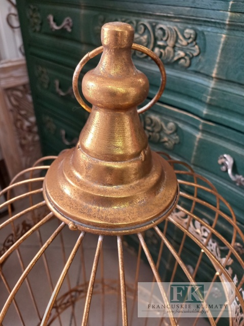 METALOWA KLATKA DEKORACYJNA 66 CM ZŁOTO