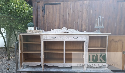 FRANCUSKA KOMODA DĄB 242 CM przebogate rzeżbienia ANTYCZNE DREWNO