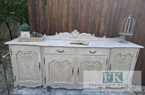 FRANCUSKA KOMODA DĄB 242 CM przebogate rzeżbienia ANTYCZNE DREWNO