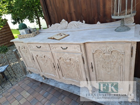 FRANCUSKA KOMODA DĄB 242 CM przebogate rzeżbienia ANTYCZNE DREWNO