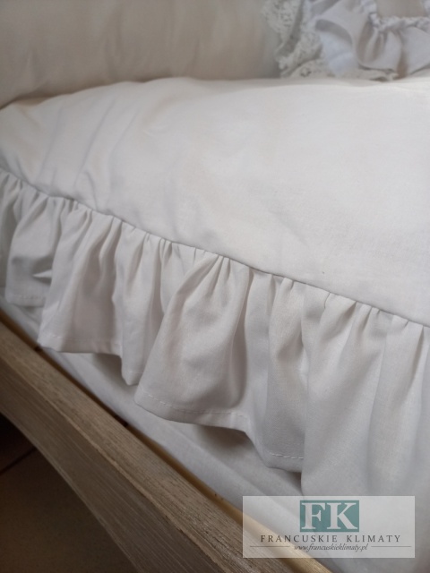 EKSKLUZYWNA POŚCIEL 140x200 FALBANY HANDMADE BAWEŁNA 100% FRANCJA PROWANSJA