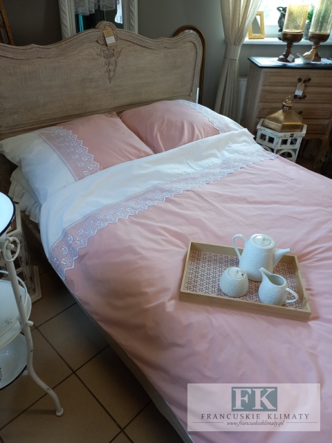 EKSKLUZYWNA POŚCIEL KORONKA TIULOWA 140x200 HANDMADE BAWEŁNA 100% FRANCJA PROWANSJA