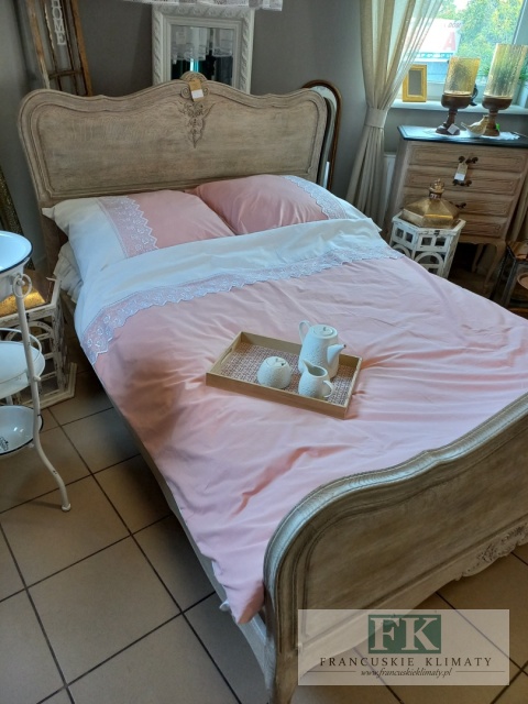 EKSKLUZYWNA POŚCIEL KORONKA TIULOWA 140x200 HANDMADE BAWEŁNA 100% FRANCJA PROWANSJA