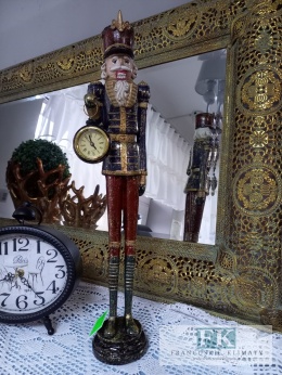 ZEGAR AŻ 51 CM FIGURA DZIADEK DO ORZECHÓW Z ZEGAREM
