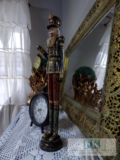 ZEGAR AŻ 51 CM FIGURA DZIADEK DO ORZECHÓW Z ZEGAREM