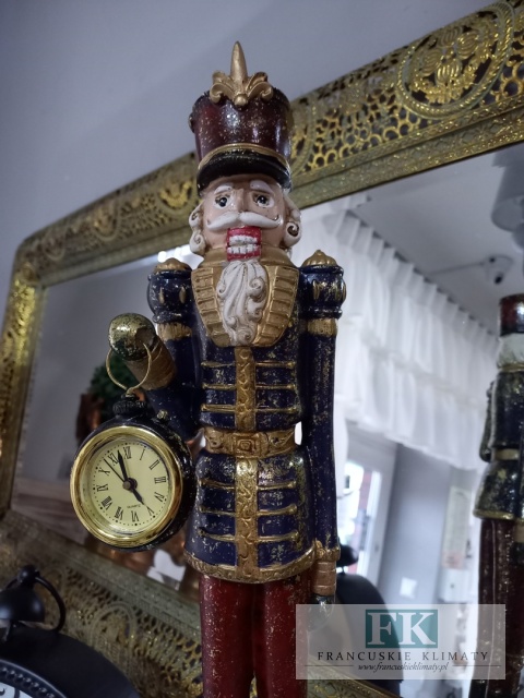 ZEGAR AŻ 51 CM FIGURA DZIADEK DO ORZECHÓW Z ZEGAREM