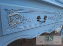 FRANCUSKA KOMODA dąb BLUE ELITE 141,5 cm błękit muśnięty złotem