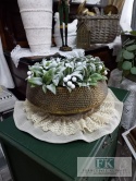 METALOWA PATERA , OSŁONKA , WAZON , DONICA 30,5 CM ZŁOTO ANTYCZNE
