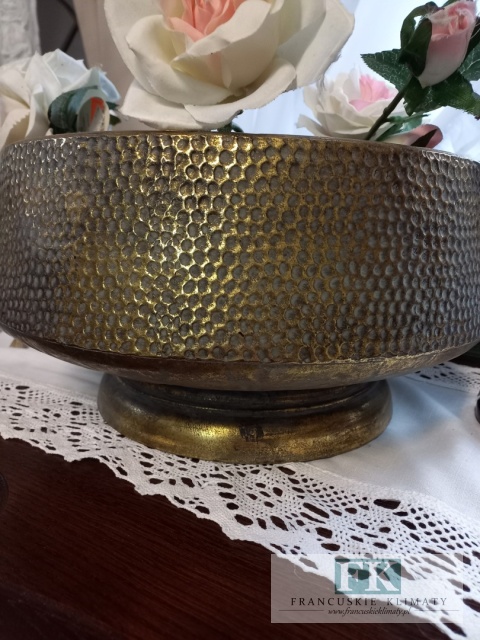 METALOWA PATERA , OSŁONKA , WAZON , DONICA 35 CM ZŁOTO ANTYCZNE