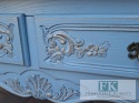 FRANCUSKA KOMODA dąb BLUE ELITE 141,5 cm błękit muśnięty złotem
