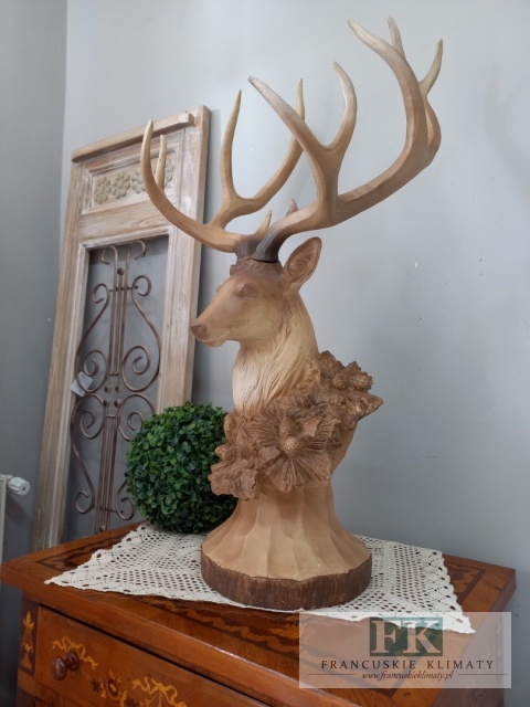 FIGURA POPIERSIE JELEŃ Z POROŻAMI 81 cm