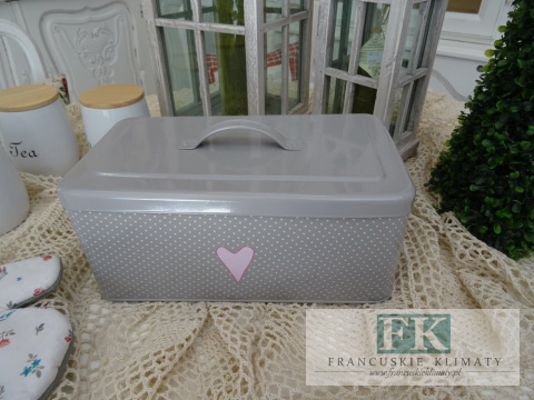 CHLEBAK SZARY SERCE SHABBY CHIC VINTAGE PROWANSJA CHLEBAK SZARY SERCE SHABBY CHIC VINTAGE PROWANSJA