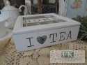 KŁ. HERBACIARKA PUDEŁKO NA HERBATĘ I LOVE TEA 24X24 shabby , prowansja , vintage KŁ. HERBACIARKA PUDEŁKO NA HERBATĘ I LOVE TEA 24X24 shabby , prowansja , vintage