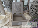 KŁ. PUDEŁKO SKRZYNECZKA HOME BRĄZOWA 15X15 cm shabby , prowansja , vintage