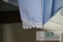 LAMBREKIN + 2 BOKI WYS 160 CM BŁĘKITNA PEPITKA KRATKA BAWEŁNA 100% SHABBY CHIC PROWANSJA