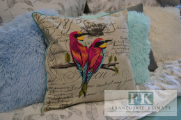 POSZEWKA 45X45 KOLOROWE PTAKI SHABBY CHIC FRANCJA PROWANSJA