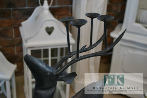 ŚWIECZNIK METAL JELEŃ WYS 46 CM VINTAGE FRANCJA JELONEK RENIFER ŚWIECZNIK METAL JELEŃ WYS 46 CM VINTAGE FRANCJA JELONEK RENIFER