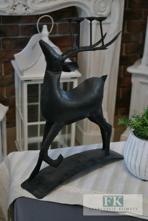 ŚWIECZNIK METAL JELEŃ WYS 46 CM VINTAGE FRANCJA JELONEK RENIFER ŚWIECZNIK METAL JELEŃ WYS 46 CM VINTAGE FRANCJA JELONEK RENIFER