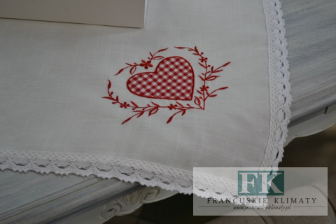 BIEŻNIK SERWETKA Z KOLEKCJI CZERWONE SERCE 85X85 PROWANSJA SHABBY CHIC VINTAGE LOFT
