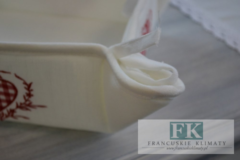 KOSZYK NA PIECZYWO Z KOLEKCJI CZERWONE SERCE PROWANSJA SHABBY FRANCJA