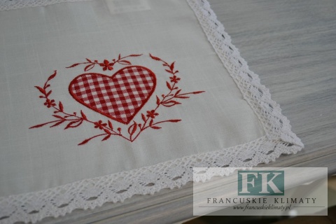 SERWETKA KOLEKCJA CZERWONE SERCE 30X45 CM SHABBY PROWANSJA FRANCJA
