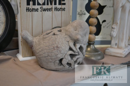 WSPANIAŁA DEKORACJA PTASZEK 23 CM ŚWIECZNIK CERAMICZNO - BETONOWA DO WNĘTRZ I OGRODÓW .