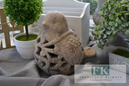 PTASZEK 20 CM ŚWIECZNIK CERAMICZNO - BETONOWA DO WNĘTRZ I OGRODÓW .