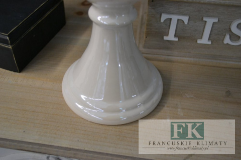 ŚWIECZNIK CERAMICZNY PERŁOWY 33CM SHABBY ŚWIECZNIK CERAMICZNY PERŁOWY 33CM SHABBY