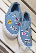 TRAMPKI SLIP ON JEANS BUŹKI NASZYWKI R. 37