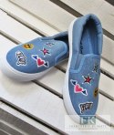 TRAMPKI SLIP ON JEANS BUŹKI NASZYWKI R. 37