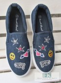 TRAMPKI SLIP ON JEANS BUŹKI NASZYWKI R. 37 TRAMPKI SLIP ON JEANS BUŹKI NASZYWKI R. 37