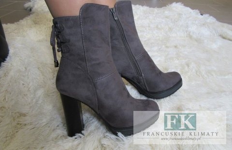EFEKTOWNE MODNE SZARE KOZAKI BOTKI ZAMSZ R.40 EFEKTOWNE MODNE SZARE KOZAKI BOTKI ZAMSZ R.40