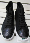 TRAMPKI BLACK NOSKI ŚWIECĄCE CEKINY R.37 TRAMPKI BLACK NOSKI ŚWIECĄCE CEKINY R.37