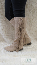 MODNE BEIGE KOZAKI ZAMSZ FRĘDZLE BOHO R. 40 MODNE BEIGE KOZAKI ZAMSZ FRĘDZLE BOHO R. 40