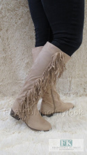 MODNE BEIGE KOZAKI ZAMSZ FRĘDZLE BOHO R. 40 MODNE BEIGE KOZAKI ZAMSZ FRĘDZLE BOHO R. 40