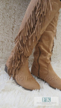 MODNE CAMEL KOZAKI ZAMSZ FRĘDZLE BOHO R. 36 MODNE CAMEL KOZAKI ZAMSZ FRĘDZLE BOHO R. 36