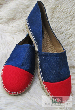 BALERINKI ESPADRYLE SŁOMIANE NIEBIESKIE R.40