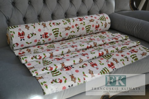 TKANINA BAWEŁNIANO- POLIESTROWA WYSOKIEJ JAKOŚCI MIKOAJE, RENIFERKI, BAWANKI YER OK 140 CM