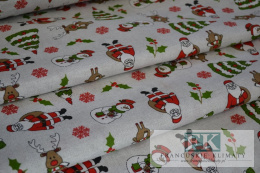 TKANINA BAWEŁNIANO- POLIESTROWA WYSOKIEJ JAKOŚCI MIKOAJE, RENIFERKI, BAWANKI YER OK 140 CM