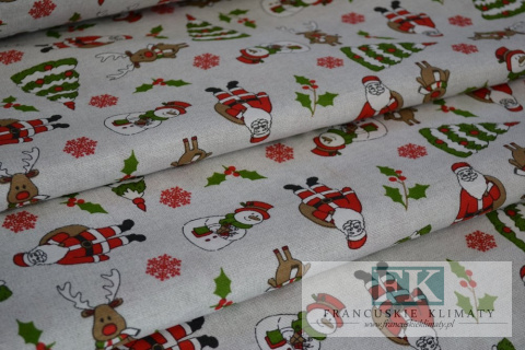 TKANINA BAWEŁNIANO- POLIESTROWA WYSOKIEJ JAKOŚCI MIKOAJE, RENIFERKI, BAWANKI YER OK 140 CM