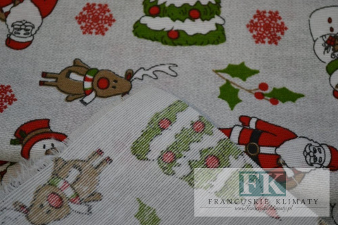 TKANINA BAWEŁNIANO- POLIESTROWA WYSOKIEJ JAKOŚCI MIKOAJE, RENIFERKI, BAWANKI YER OK 140 CM