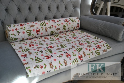 TKANINA BAWEŁNIANO- POLIESTROWA WYSOKIEJ JAKOŚCI MIKOAJE, RENIFERKI, BAWANKI YER OK 140 CM