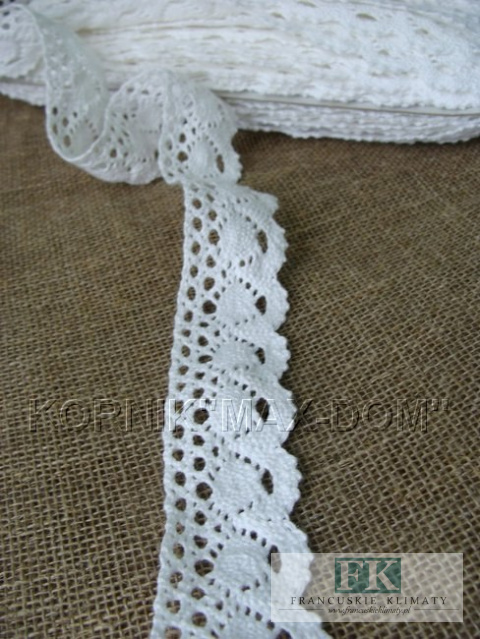 METRAŻ PROWANSJA KORONKA BAWEŁNIANA BIEL wys 3 cm