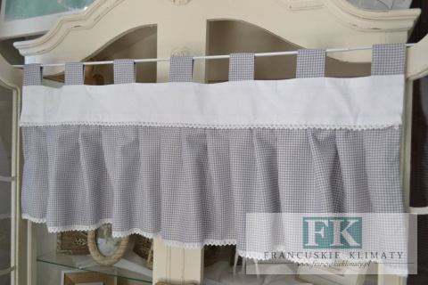 Zazdrostka lambrekin shabby bawełna kratka wzory