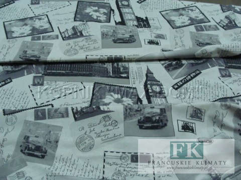 TKANINA MATERIAŁ zasłony miasto LONDYN, BIG BEN wys 280 cm