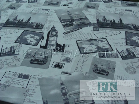 TKANINA MATERIAŁ zasłony miasto LONDYN, BIG BEN wys 280 cm