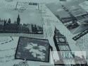 TKANINA MATERIAŁ zasłony miasto LONDYN, BIG BEN wys 280 cm