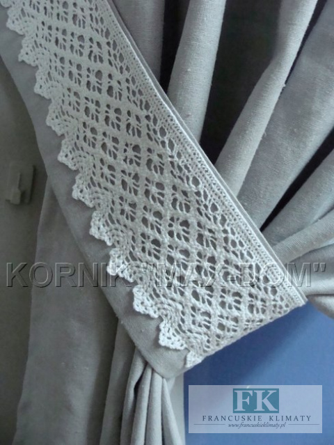 *VINTAGE SHABBY KPL lambrekin boki szarfa koronka