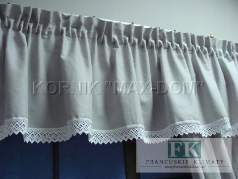 *VINTAGE SHABBY KPL lambrekin boki szarfa koronka